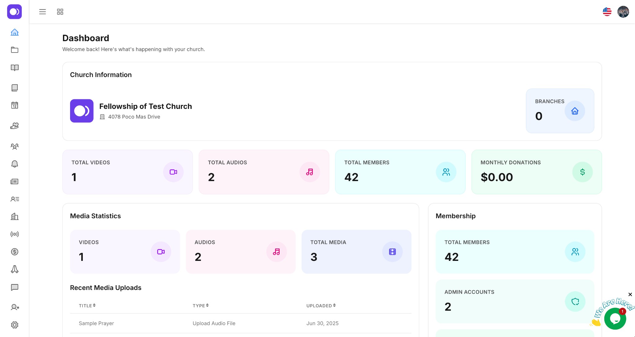 TheFaithApp admin dashboard interface